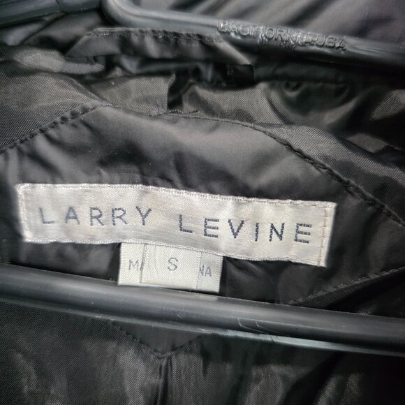Womens Larry Levine Black Quilted Puffer Coat Full Zip & Snap Button Fur Hood M - Picture 2 of 8